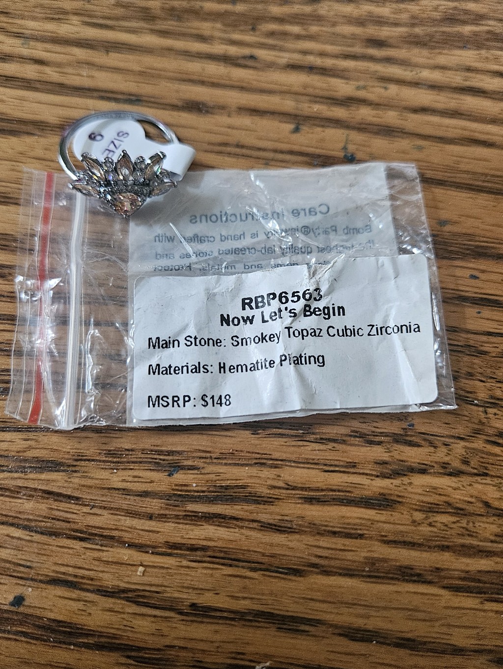 Bimb Party "Now Let's Begin" Smokey Topaz Cubic Zirconia Ring